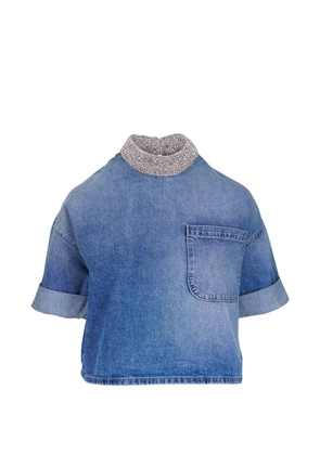 TWP crystal-embellished denim top - Blue