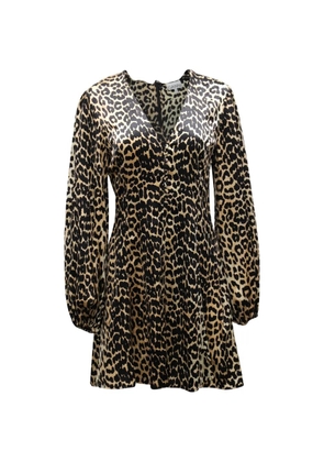 GANNI leopard-print V-neck dress - Neutrals