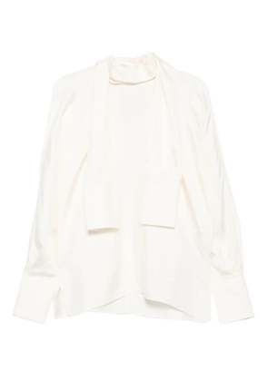 Róhe scarf-detail long-sleeved blouse - White