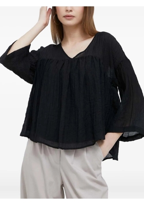 DKNY tie-back textured blouse - Black