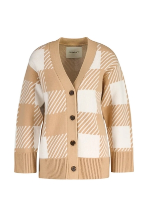 Gant checked-pattern button-fastening cardigan - Neutrals