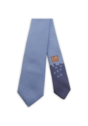 Hermès Pre-Owned geometrical-H silk tie - Blue