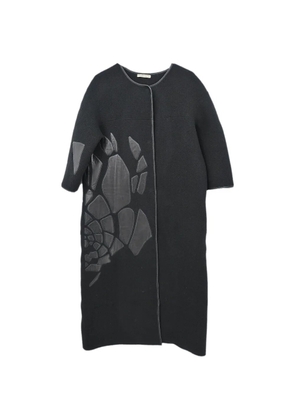 Bottega Veneta Pre-Owned 1990-2000s leather-appliqué collarless coat - Black