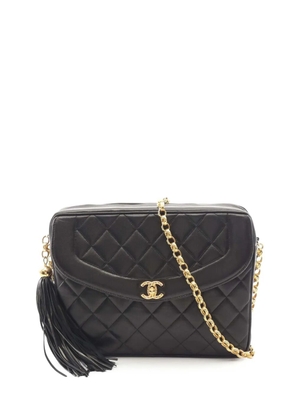 CHANEL Pre-Owned 1991-1994 CC Quilted Lambskin Tassel Flap Camera Bag crossbody bag - Black