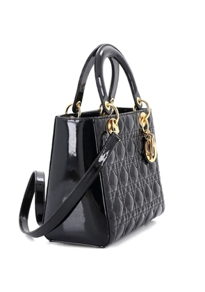 Christian Dior Pre-Owned Lady Dior Bag Cannage Quilt Patent Medium satchel - Black