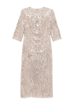 Elie Saab embroidered midi dress - Grey