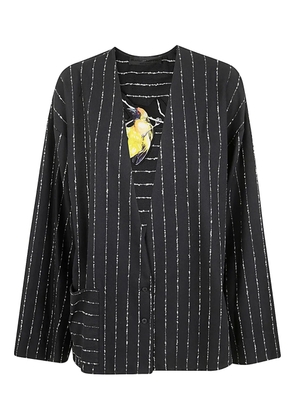 Maria Calderara striped pocket jacket - Black