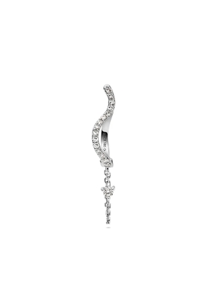 Maria Black 14K recycled white gold Versailles lab-grown diamonds drop huggie earring - Silver