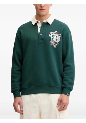 Ea7 Emporio Armani floral-print elbow-patch polo shirt - Green