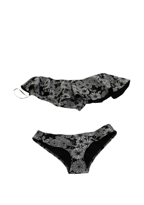 Lisa Marie Fernandez floral print one shoulder bikini - Black