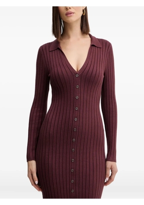 GUESS USA ribbed-knit midi dress - Brown
