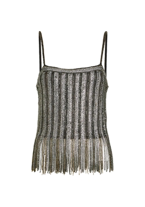 alice + olivia beaded fringed top - Silver