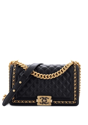 CHANEL Pre-Owned Chain Around Boy Flap Bag Quilted Caviar Old Medium shoulder bag - Black