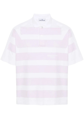 Stone Island striped cotton polo shirt - White