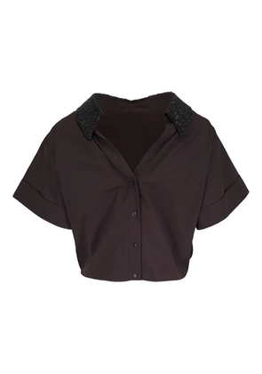 TWP Forever & Always beaded cropped shirt - Brown