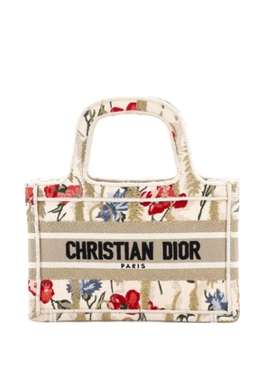 Christian Dior Pre-Owned Book Embroidered Canvas Mini tote bag - Neutrals
