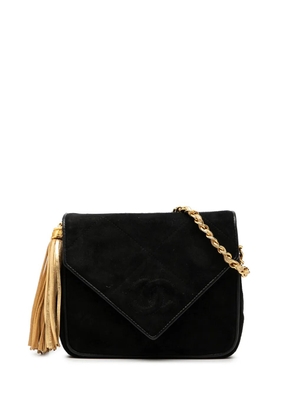 CHANEL Pre-Owned 1989-1991 CC Suede Tassel crossbody bag - Black