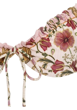 Agua Bendita Lupita ruffled floral-print bikini top - Neutrals