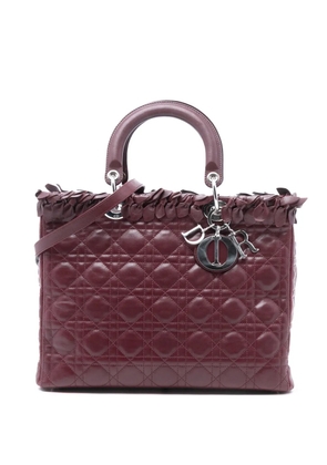 Christian Dior Pre-Owned 2011 Large Lambskin Cannage Bow Lady Dior satchel - Red