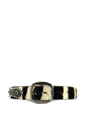 GALLERY DEPT. Simon reptile-affect studded fur belt - White