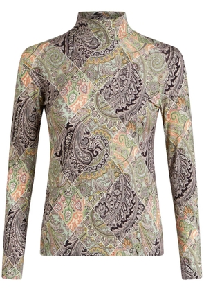 ETRO patchwork-print wool jersey top - Green