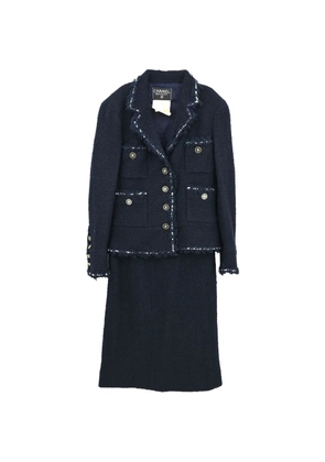 CHANEL Pre-Owned 1994 frayed-trim skirt suit - Blue