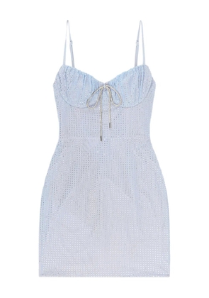 AREA crystal hotfix mini dress - Blue