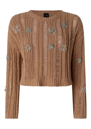 PINKO embellished distressed top - Brown