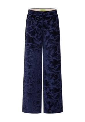 Shanghai Tang jacquard velvet trousers - Navy