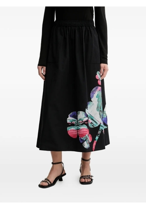 Desigual floral-print pockets midi skirt - Black