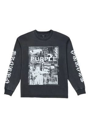 Purple Brand graphic-print long-sleeve T-shirt - Black