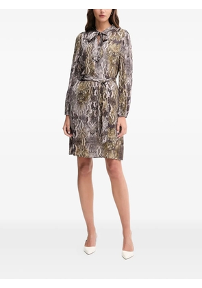 Marc Aurel tie neck snake print dress - Brown