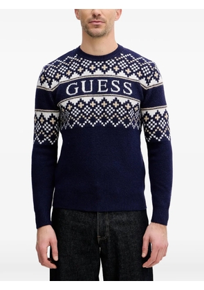 GUESS USA fair isle round neck sweater - Blue