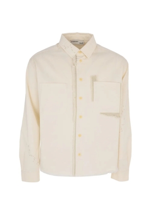 DOMREBEL Sleazer cropped frayed overshirt - Neutrals