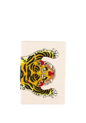 Olympia Le-Tan tiger-embroidered clutch bag - Neutrals