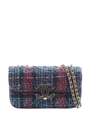 CHANEL Pre-Owned 2018-2019 CC Tweed Chic Double Flap Bag crossbody bag - Blue