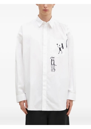 Wood Wood Rofus patch-pocket print shirt - White