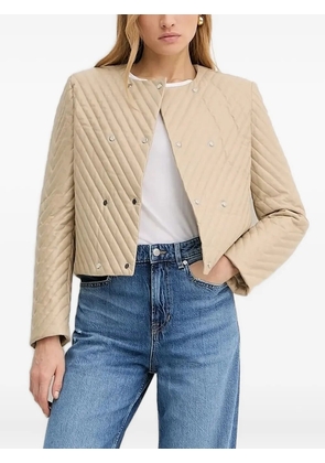 BOSS diagonal-quilted leather jacket - Neutrals
