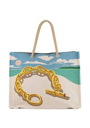 Hermès Pre-Owned 2020-2025 Toile Escale a la Plage Beach Bag tote bag - Blue