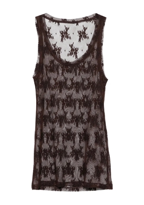 IMPERIAL floral-embroidered sleeveless tank top - Brown
