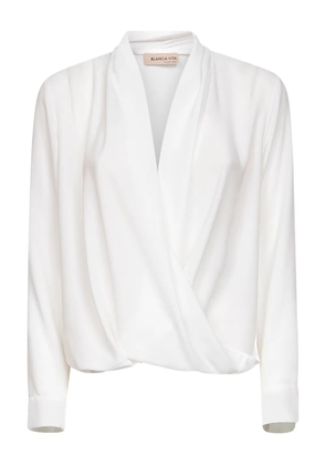 Blanca Vita draped v-neck blouse - White