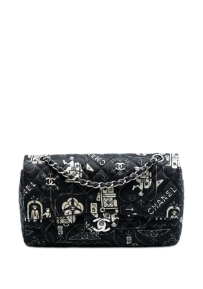 CHANEL Pre-Owned 2016-2017 Medium Classic Satin Airline Double Flap shoulder bag - Black