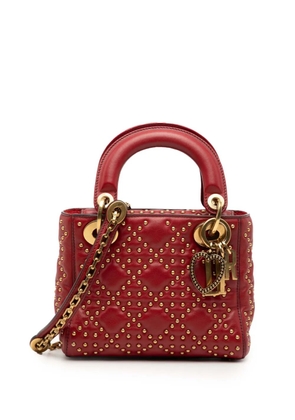 Christian Dior Pre-Owned 2017 Mini Lambskin Cannage Studded Supple Lady Dior satchel - Red