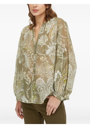 LUISA SPAGNOLI floral-print balloon-sleeve blouse - Green