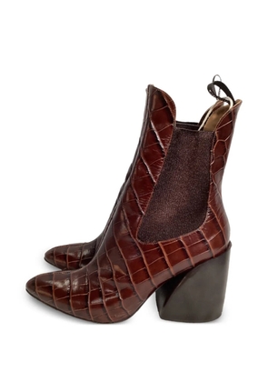 Chloé Vintage embossed-leather block-heel ankle boots - Brown