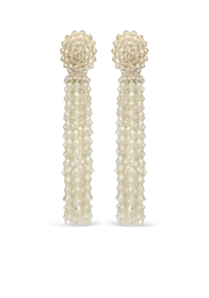 Oscar de la Renta bead-embellished clip-on earrings - Neutrals