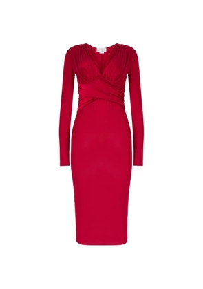 Genny V-neck wrap midi dress - Red