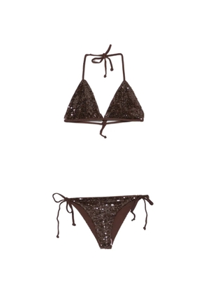 P.A.R.O.S.H. sequin-embellished bikini - Brown