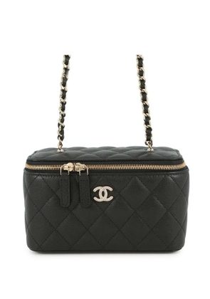 CHANEL Pre-Owned 2021-2025 Small Quilted Caviar Rhinestone CC Vanity Case With Chain crossbody bag - Black