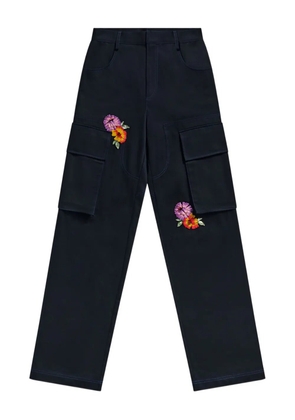 AREA embroidered-flower cargo trousers - Blue